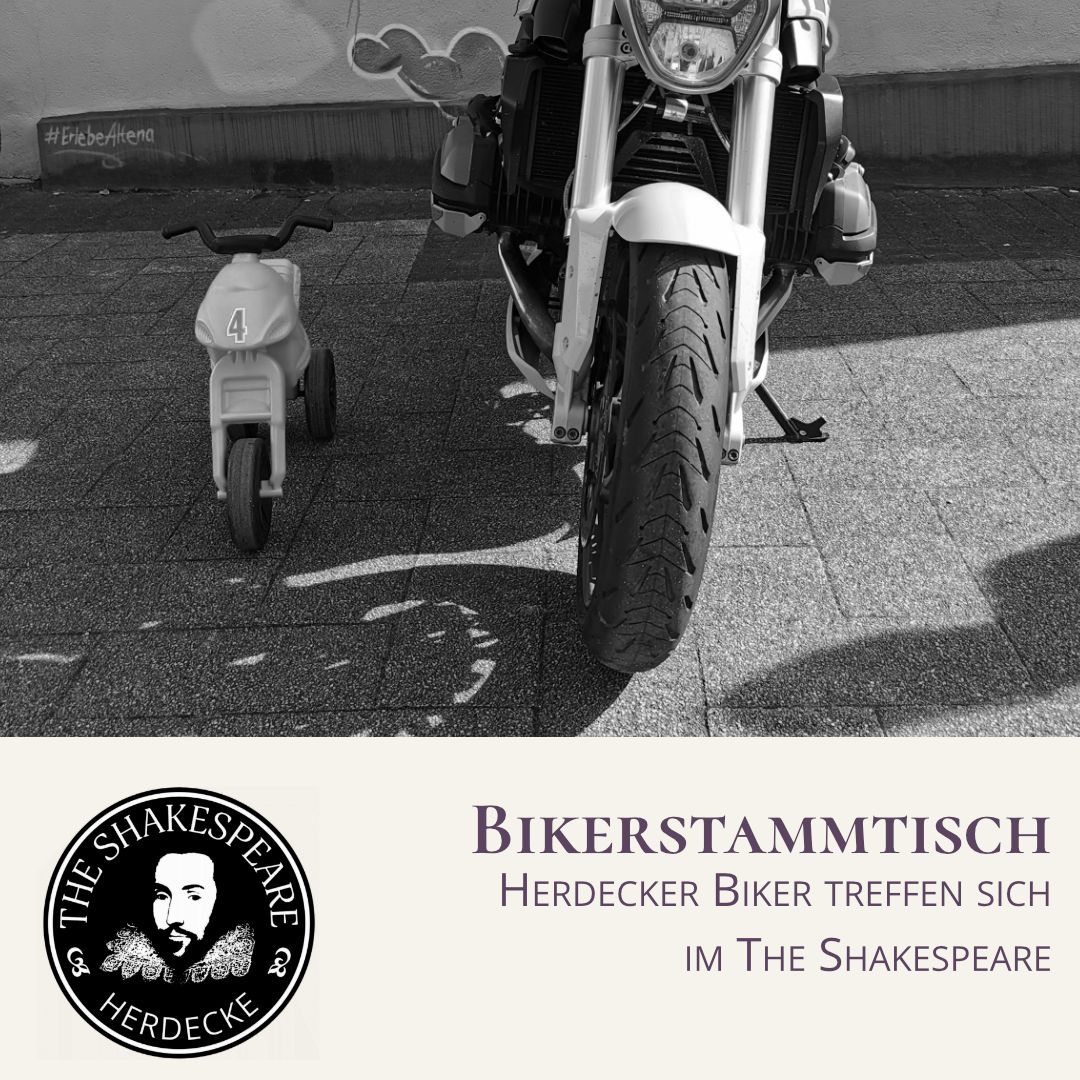 Bikerstammtisch Herdecke Montag 17. Juli 2023 @ 19:00 – 21:00 Herdecker Biker treffen sich im The Shakespeare