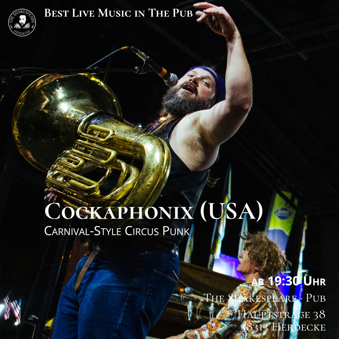 Best Live Music in The Shakespeare Pub - Cockaphonix (USA) Carnival-Style Circus Punk