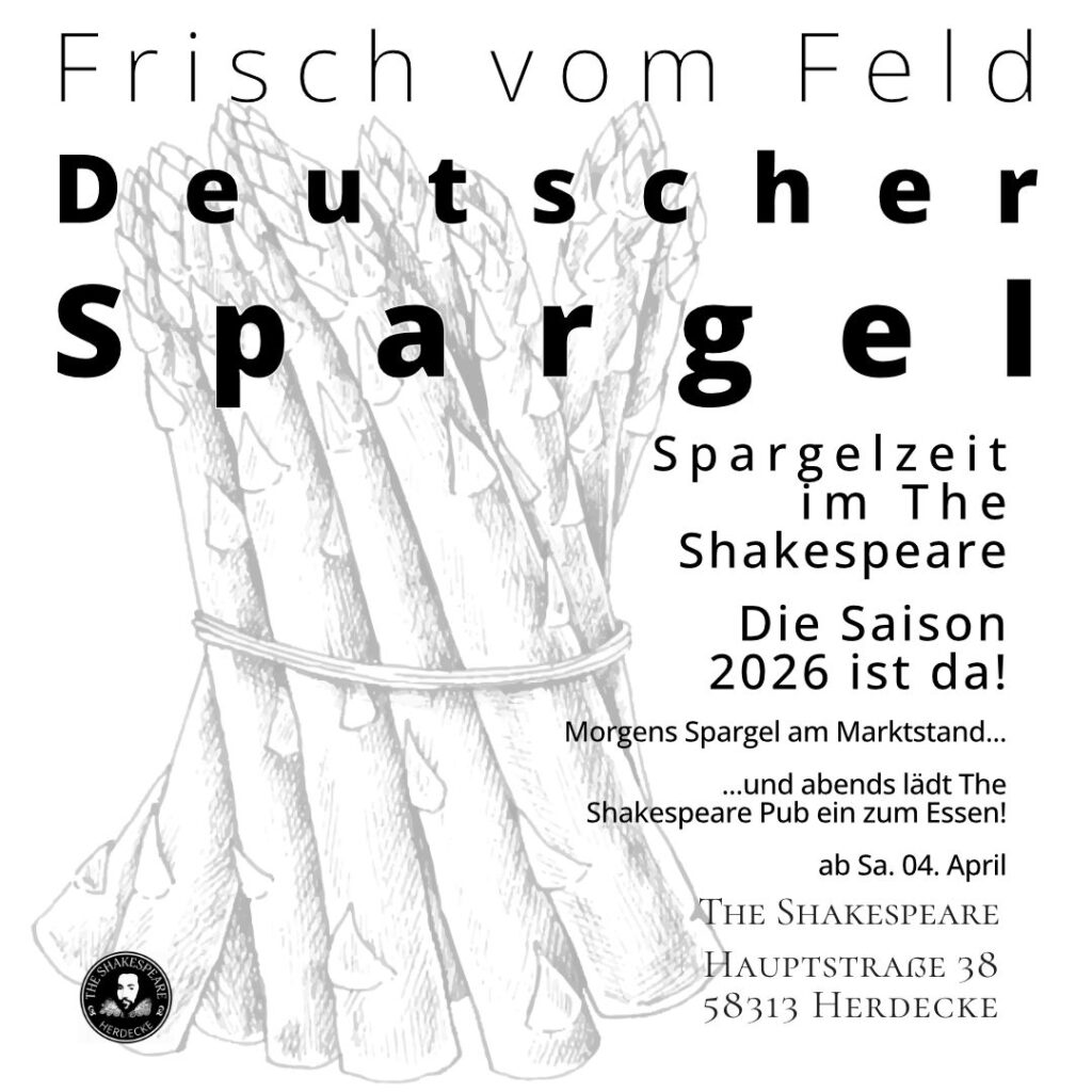 Frischer Spargel direkt vom Marktstand am The Shakespeare Pub!