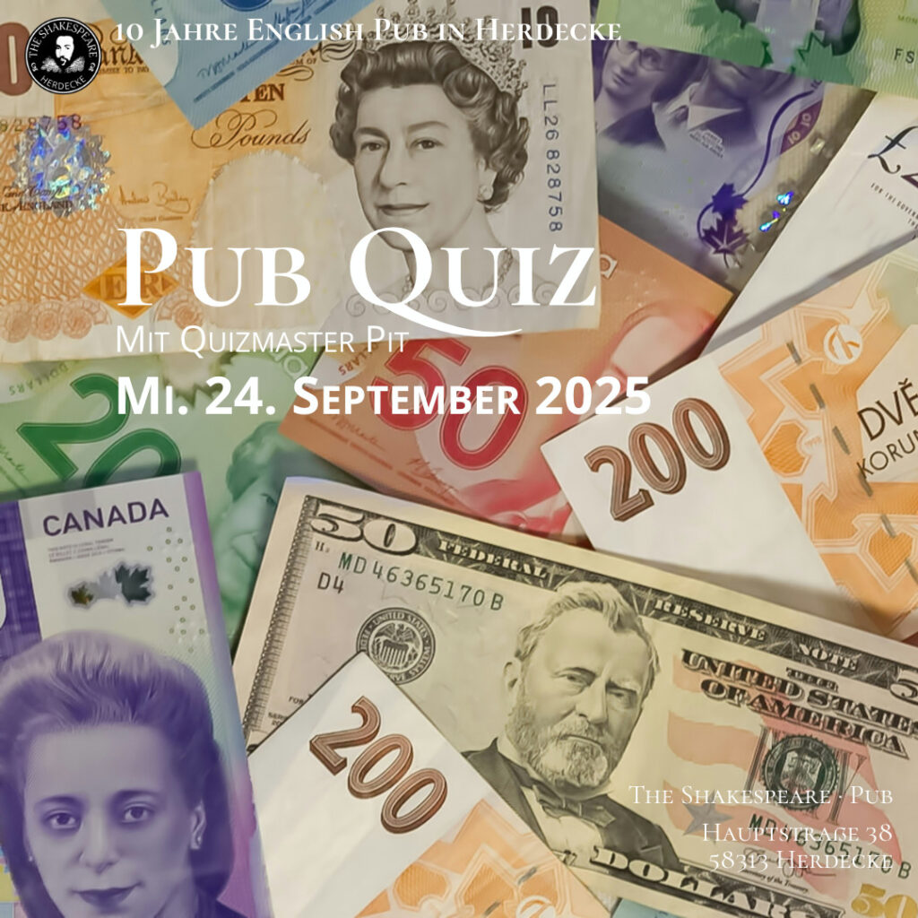 10 Jahre English Pub in Herdecke Pub Quiz Mit Quizmaster Pit Mi. 24. September 2025