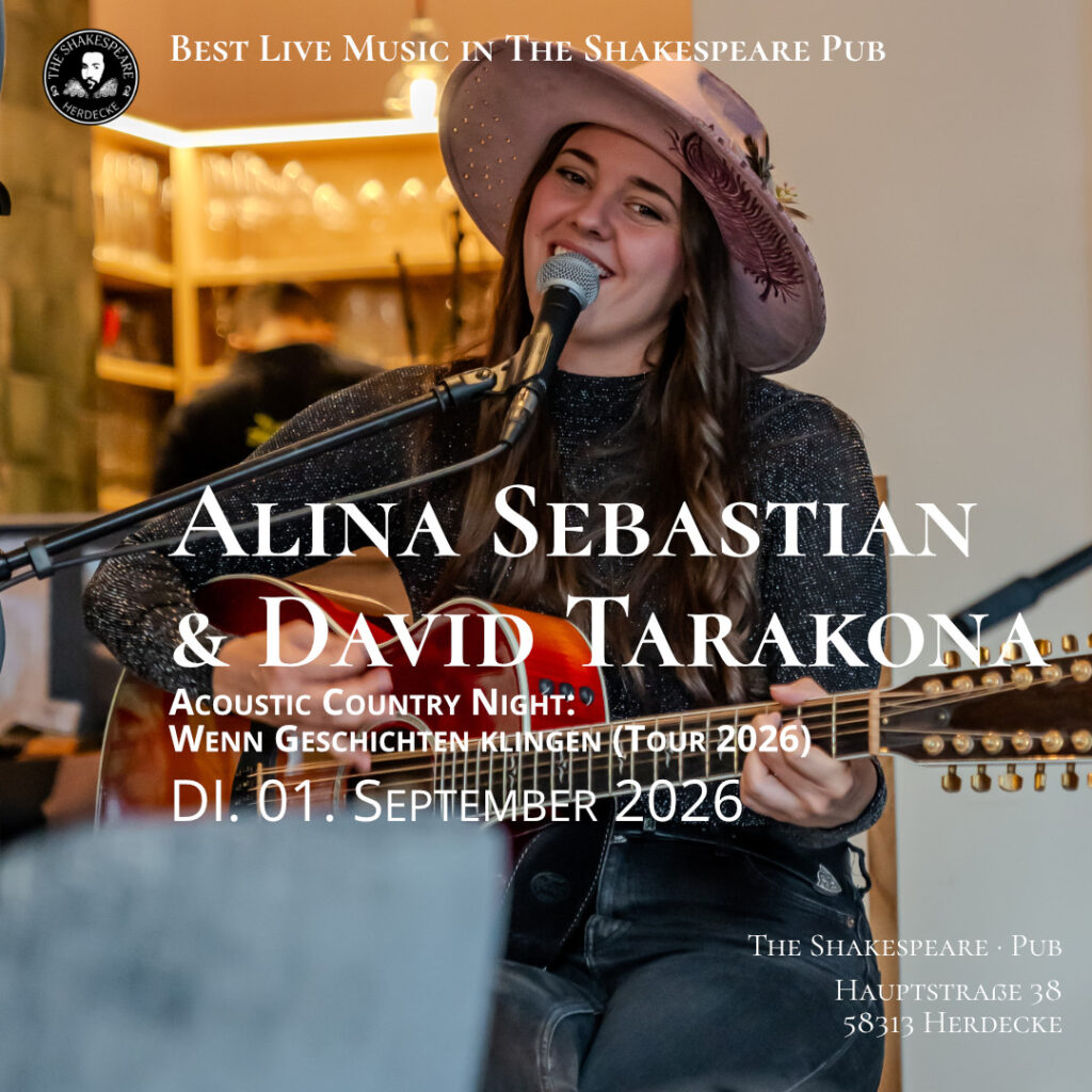 Best Live Music in The Shakespeare Pub Alina Sebastian & David Tarakona Acoustic Country Night: Wenn Geschichten klingen (Tour 2026) DI. 01. September 2026