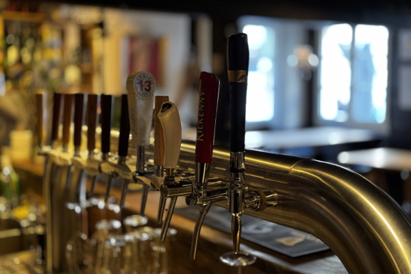 Beer taps at The Shakespeare Pub