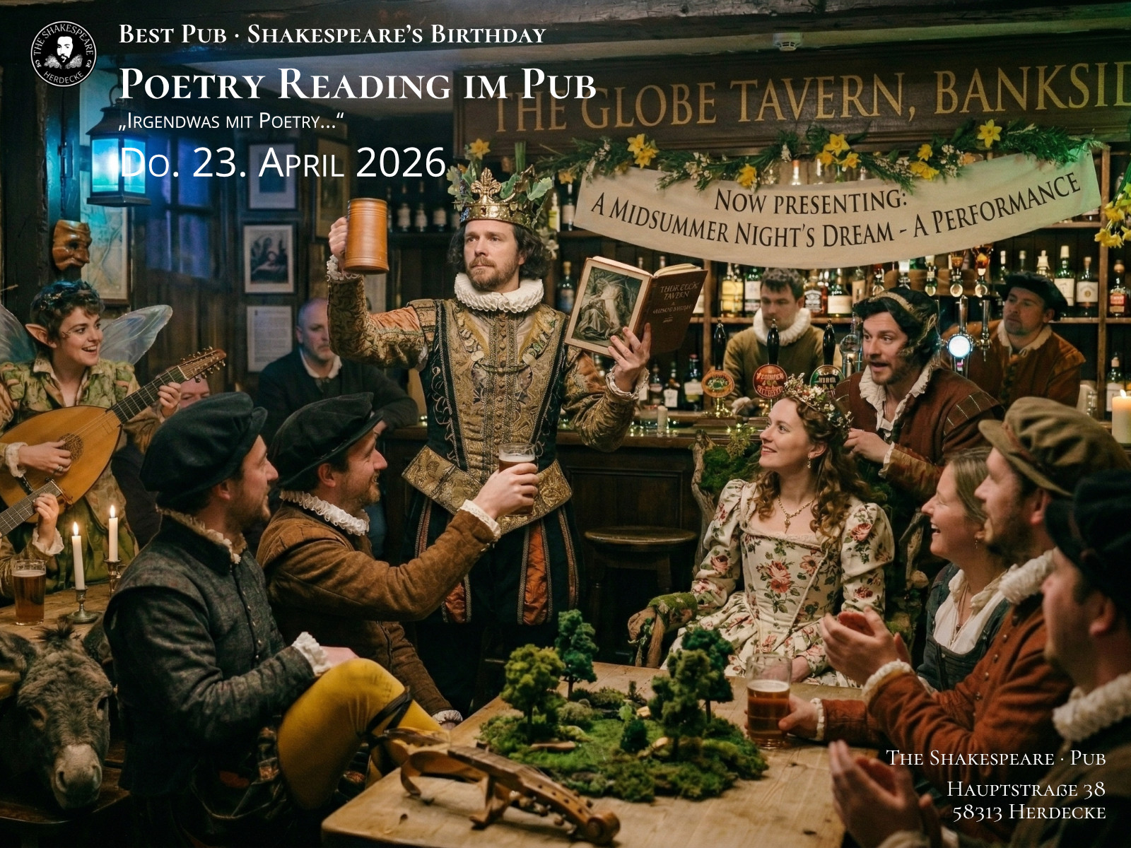 Best Pub · Shakespeare’s Birthday Poetry Reading im Pub „Irgendwas mit Poetry...“ Do. 23. April 2026