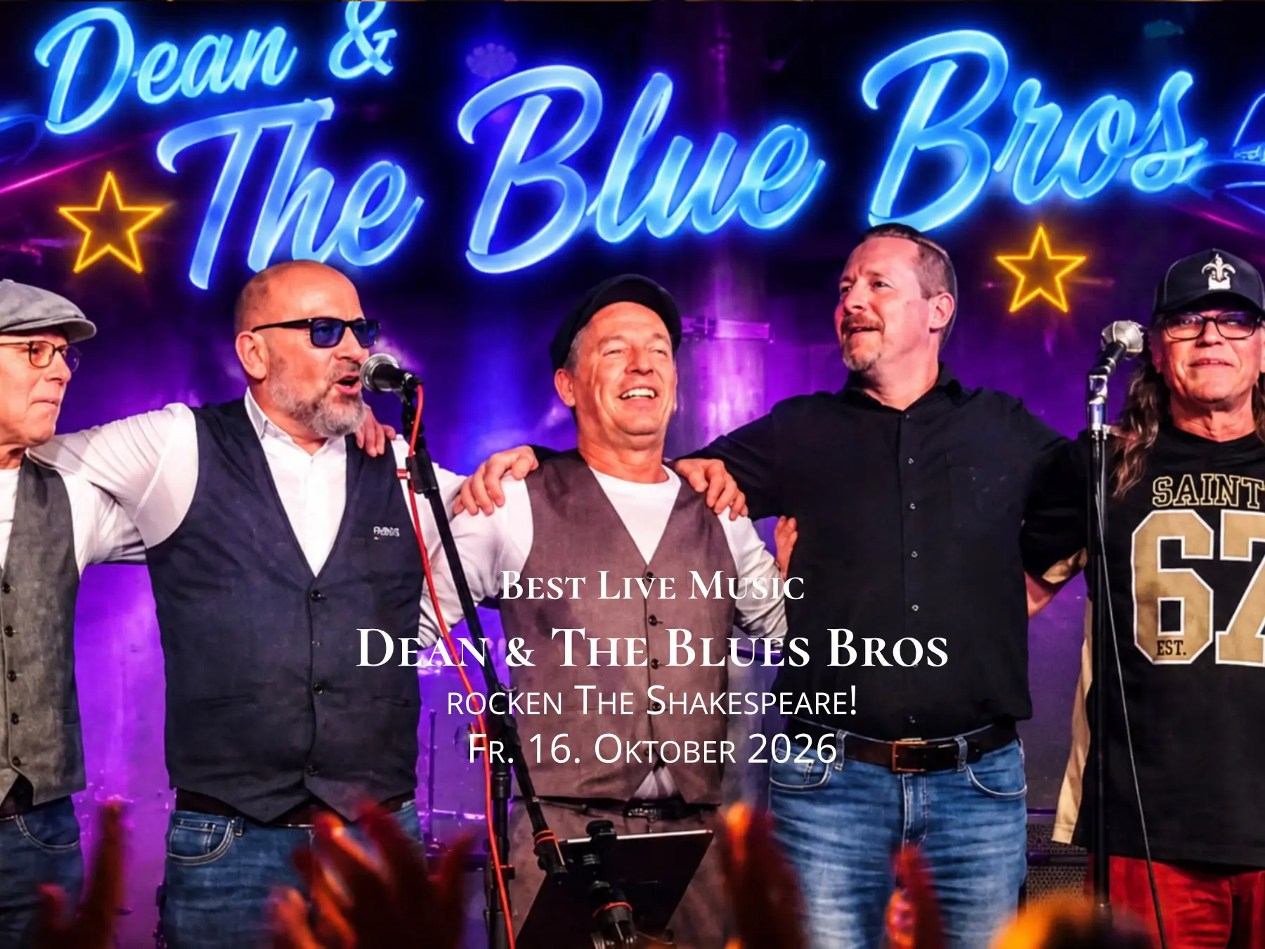 Best Live Music Dean & The Blues Bros rocken The Shakespeare! Fr. 16. Oktober 2026